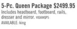 The Brick Vida 5pc Bedroom Set with Panel Bed, Dresser & Mirror, Sand - Queen Size offer
