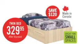 The Brick Riley Mates Bed with 3-Drawer Storage for Kids, Made in Canada, Natural - Twin Size offer