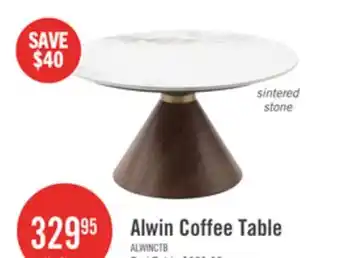 The Brick Alwin 31.5 Modern Round Coffee Table with White Sintered Stone Top - Brown offer
