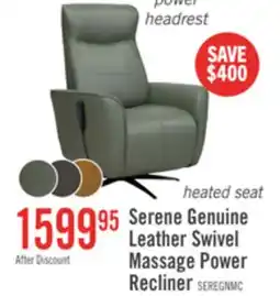 The Brick Serene 31 Genuine Leather Power Reclining Massage Chair with Power Headrest and Heated Seat - Green offer