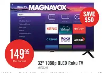 The Brick MAGNAVOX 32 MRTQ QLED Quantum Dot FHD Smart Roku TV (MRTQ3206) offer