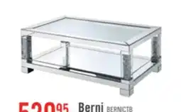 The Brick Berni 47.2 Glam Mirror & Glass Top Coffee Table with Shelf - Silver Metal with Diamond Look Legs offer