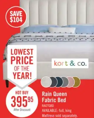 The Brick Kort & Co. Rain Upholstered Platform Bed in Light Grey Fabric, Tufted - Queen Size offer