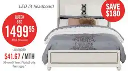 The Brick Ava Panel Bed with Headboard & Frame, LED, Glam, White offer