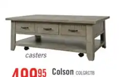 The Brick Colson 50 Rustic Coffee Table with Storage, Shelf and Casters - Driftwood offer