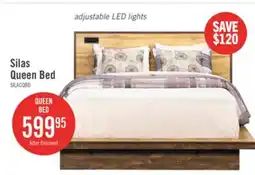 The Brick Silas Platform Bed with Headboard & Frame, LED, Rustic Brown - Queen Size offer