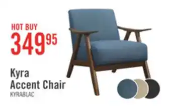The Brick Kyra 28.5 Linen-Look Fabric Accent Chair with Curved Arms and Wood Frame - Blue offer