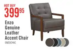 The Brick Enzo 26 Genuine Leather Accent Chair with Biscuit Tufting, Track Arms and Wood Legs - Dark Brown offer