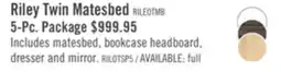 The Brick Riley Mates Bed 5pc Set with Bookcase Headboard, Dresser & Mirror, White - Twin Size offer
