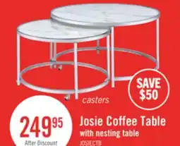 The Brick Josie 36 Glam Round Glass Top Nesting Coffee Tables - Grey Marble Look with Metal Legs offer