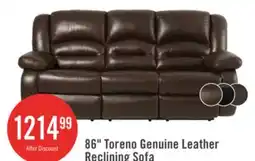 The Brick Toreno 86 Genuine Leather Reclining Sofa - Brown offer