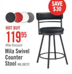 The Brick Mila Counter-Height Stool with Swivel Seat & Vegan Leather Fabric, 25H, Metal - Black offer