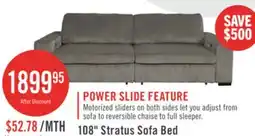 The Brick Stratus 108 Faux Fur Fabric Full-Size Sofa Bed with Power Sliding - Fog Grey offer