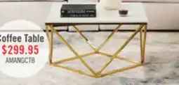 The Brick Amanda 31.5 Modern Square Coffee Table - White Marble Top with Gold Metal Base offer
