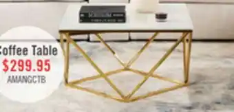 The Brick Amanda 31.5 Modern Square Coffee Table - White Marble Top with Gold Metal Base offer
