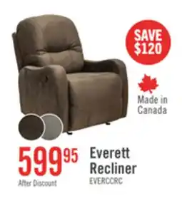 The Brick Made in Canada Everett 33.5 Fabric Reclining Chair - Chocolate Brown offer