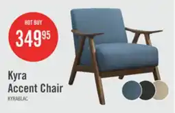 The Brick Kyra 28.5 Linen-Look Fabric Accent Chair with Curved Arms and Wood Frame - Blue offer