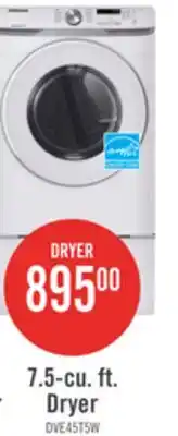 The Brick Samsung 7.5 Cu. Ft. Electric Dryer - White - Stackable - DVE45T6005W/AC offer