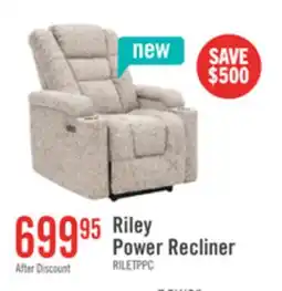 The Brick Riley 35.4 Linen-Look Fabric Power Reclining Chair with Power Headrest – Grey offer