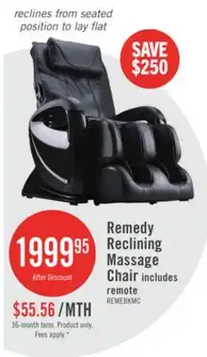 The Brick Remedy 48.4 Faux Leather Reclining Massage Chair - Black offer