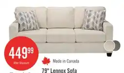 The Brick Made in Canada Lennox 79 Chenille Fabric Sofa with Reversible Cushions and Accent Pillows - Taupe offer