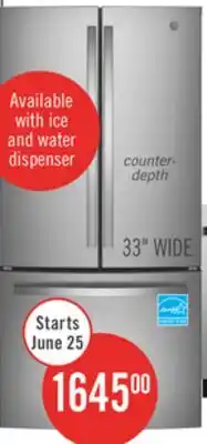 The Brick GE 33 18.6 Cu. Ft. French-Door Refrigerator - Stainless Steel Fingerprint Resistant - GWE19JYLFS offer