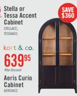 The Brick Kort & Co Aeris 36 Arched Curio Cabinet with Glass Doors – Matte Black and Natural Oak offer