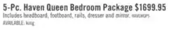 The Brick Haven 5pc Bedroom Set with Panel Bed, Dresser & Mirror, White - Queen Size offer