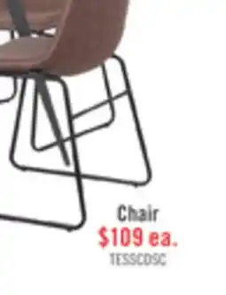 The Brick Tess Dining Chair with Leather-Look Fabric, Metal - Brown offer