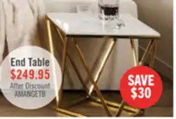 The Brick Amanda 21.5 Modern Square End Table - White Marble Top with Gold Metal Base offer