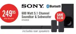 The Brick SONY S40R 5.1 Channel 600W Soundbar with Subwoofer and Wireless Rear Speakers (HTS40R) offer