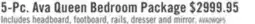 The Brick Ava 5pc Bedroom Set with Bed, Dresser & Mirror, LED, Glam, White - Queen Size offer