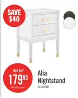 The Brick Alia Bedside 2-Drawer Nightstand with Gold Accent, 18W x 25.75H - White offer