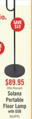 The Brick Solana 64 Modern Metal Acrylic Portable Indoor/Outdoor Floor Lamp with USB Port - Black offer