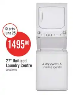 The Brick GE Unitized Spacemaker Washer and Electric Dryer Combination - GUD27ESMMWW offer
