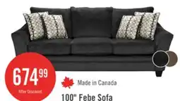 The Brick Made in Canada Febe 100 Chenille Fabric Sofa with Flared Arms and Accent Pillows - Charcoal Grey offer
