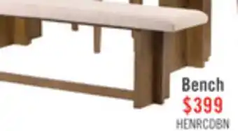 The Brick Scott Living Henri Dining Bench with Polyester Fabric, Wood, 68W - Brown offer