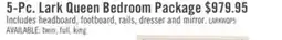 The Brick Lark 5pc Bedroom Set with Panel Bed, Dresser & Mirror, Rustic White - Queen Size offer