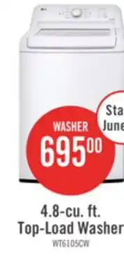 The Brick LG 4.8 Cu. Ft. Top-Load High-Efficiency Washer - White - WT6105CW offer