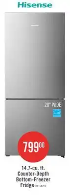 The Brick Hisense 27.7 14.7 Cu. Ft. Bottom-Mount Refrigerator - Titanium - RB15A2CSE offer