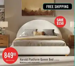 The Brick Cove Upholstered Platform Bed in Grey Fabric with Nailhead Design - Queen Size offer
