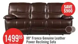 The Brick Franco 89 Genuine Leather Zero Gravity Power Reclining Sofa with USB Ports - Brown offer