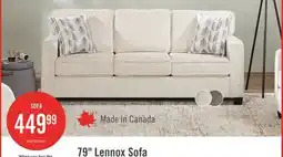 The Brick Made in Canada Lennox 79 Chenille Fabric Sofa with Reversible Cushions and Accent Pillows - Taupe offer