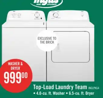 The Brick Inglis 4.0 Cu. Ft. Top-Load Washer and 6.5 Cu. Ft. Electric Dryer – White offer