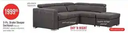 The Brick Drake 3-Piece Right-Facing Faux Suede Fabric Sleeper Sectional with Storage Ottoman - Cement Grey offer