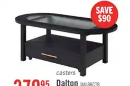 The Brick Dalton 47.5 Coffee Table with Glass Top and Drawer - Black offer