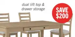 The Brick Cove Dining Table with Storage Drawers, Melamine, 66W - Natural/Grey offer