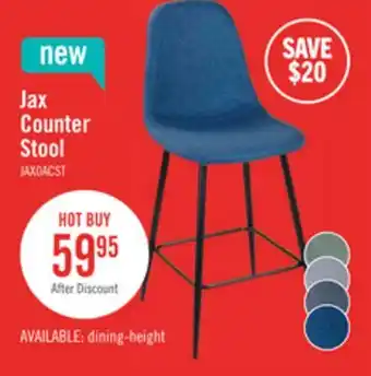 The Brick Jax Counter-Height Stool with Polyester Fabric, 26H, Metal - Blue offer