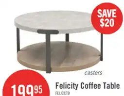 The Brick Felicity 36 Round Coffee Table with Shelf and Casters - Grey offer