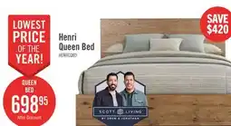 The Brick Scott Living Henri Panel Bed with Headboard & Frame, Wood, Brown - Queen Size offer